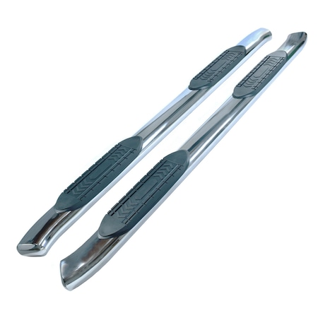 Trailfx NERF BAR OVAL 6 With Step Pads 6 Inch Oval Bent Polished Stainless Steel With Welded End Caps A8239S